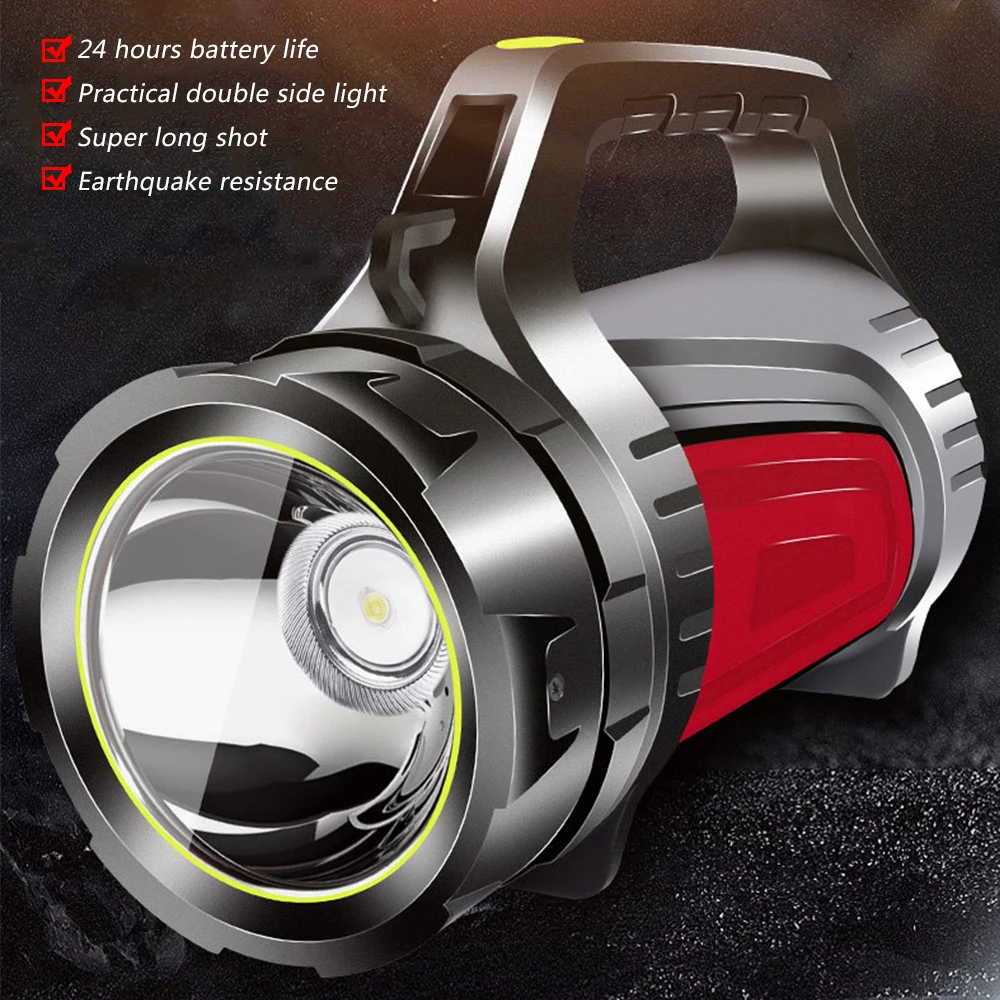 High Power Work Light 100W LED Searchlight USB Rechargeable Spotlight Long Range Flashlight Handheld Work Lamp Torch