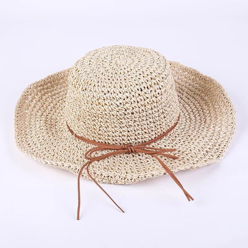 

COKK Summer Hats For Women Big Brim Handmade Straw Sun Hat Female Foldable Sunshade Beach Cap New