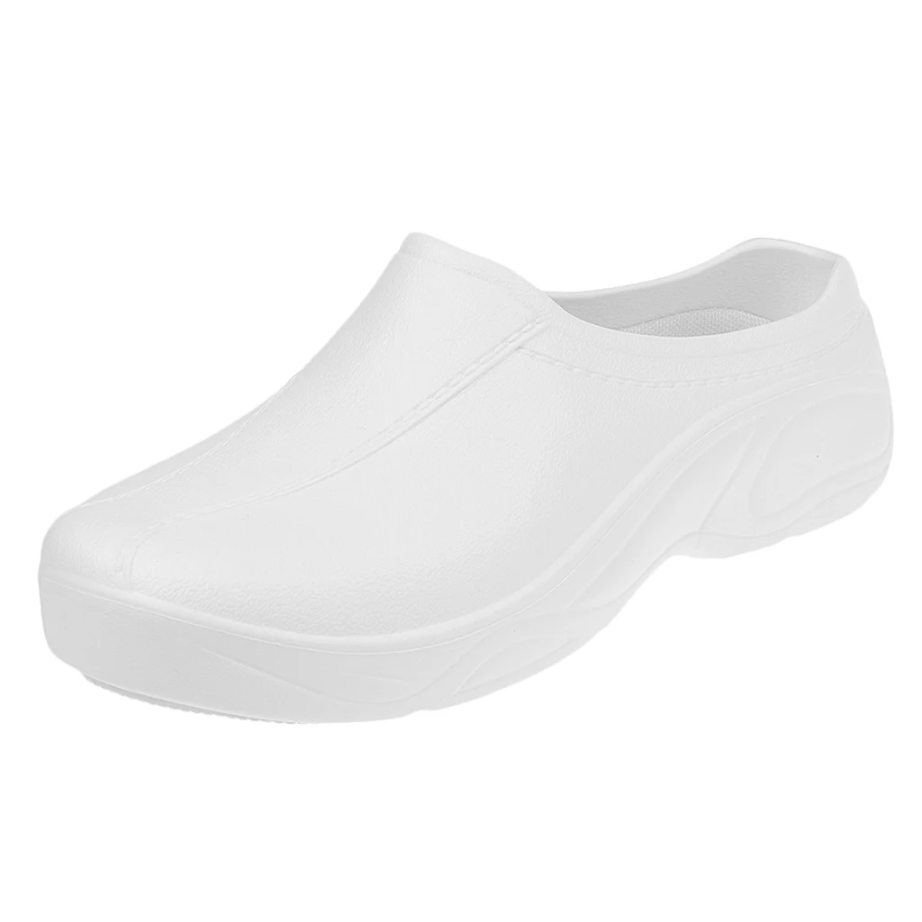 Zapatos de enfermería para hombre y mujer, zuecos ultralitos sin tirantes, calzado de trabajo para chef, 40 blancos