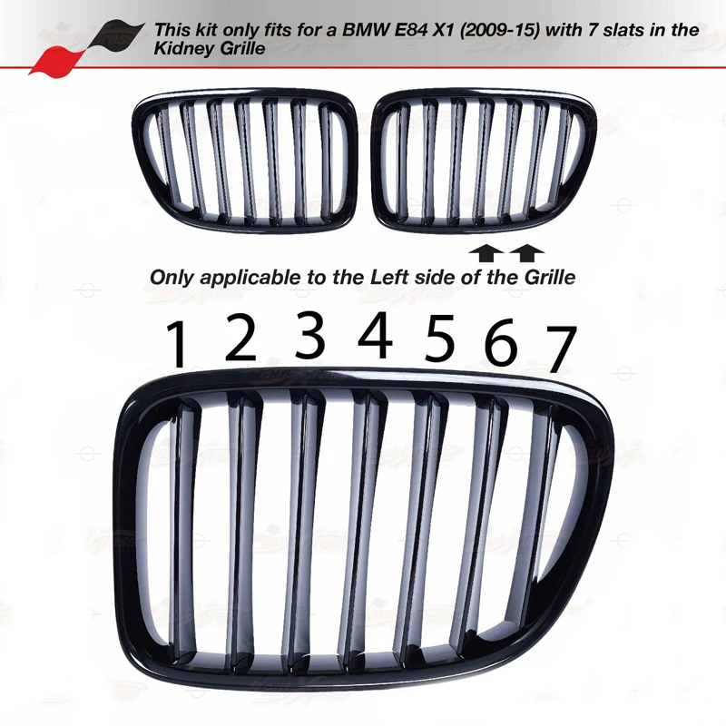 Sport M Style Color 7 Slat Grille Cover Clip Trim For BMW X1 E84 2010-2015 Front Kidney Grill Decorative Parts