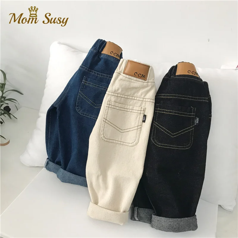 Baby Boy Jean Pants Cotton White Blue Black Infant Toddler Children Jeans Denim Trousers Long Baby Boys Loose Pant Clothes 1-5Y