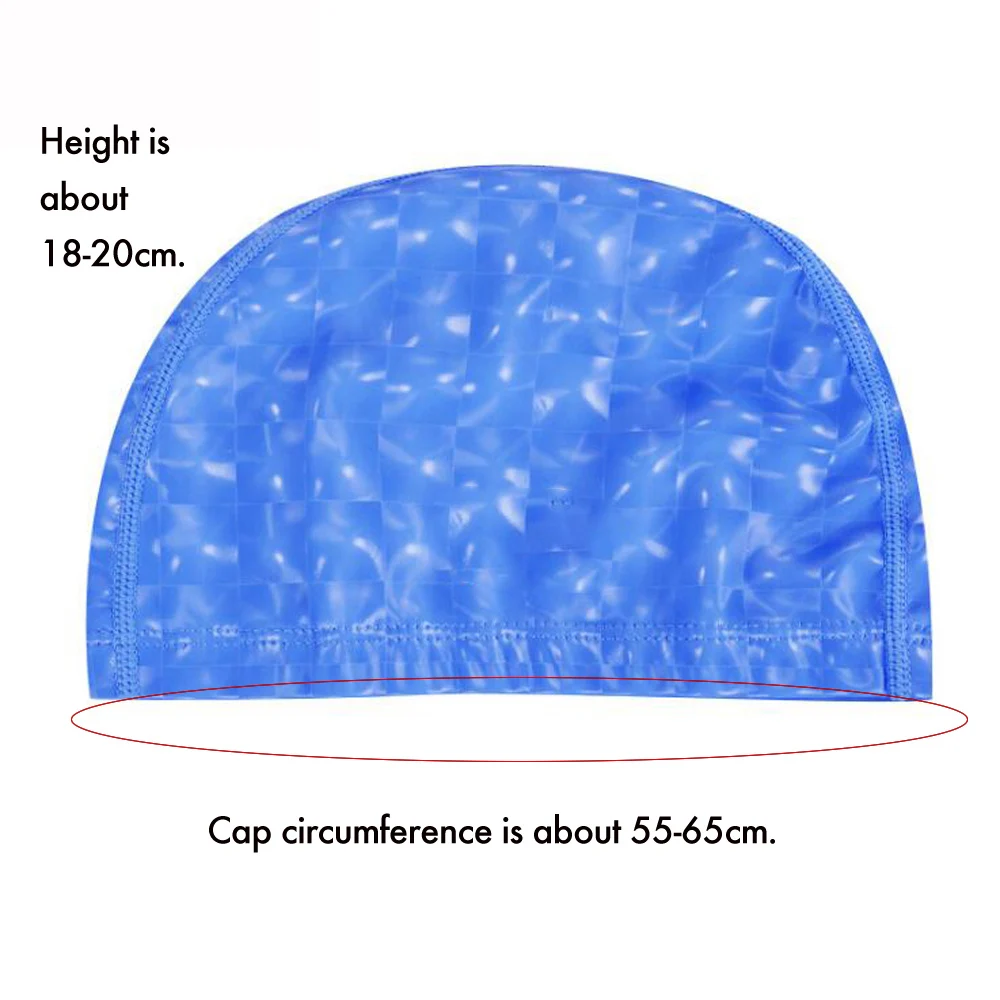 Men Women Free Size Elastic Waterproof PU Swimming Cap Fabric Protect Ears Long Hair Sports Swim Pool Cap Swim Hat