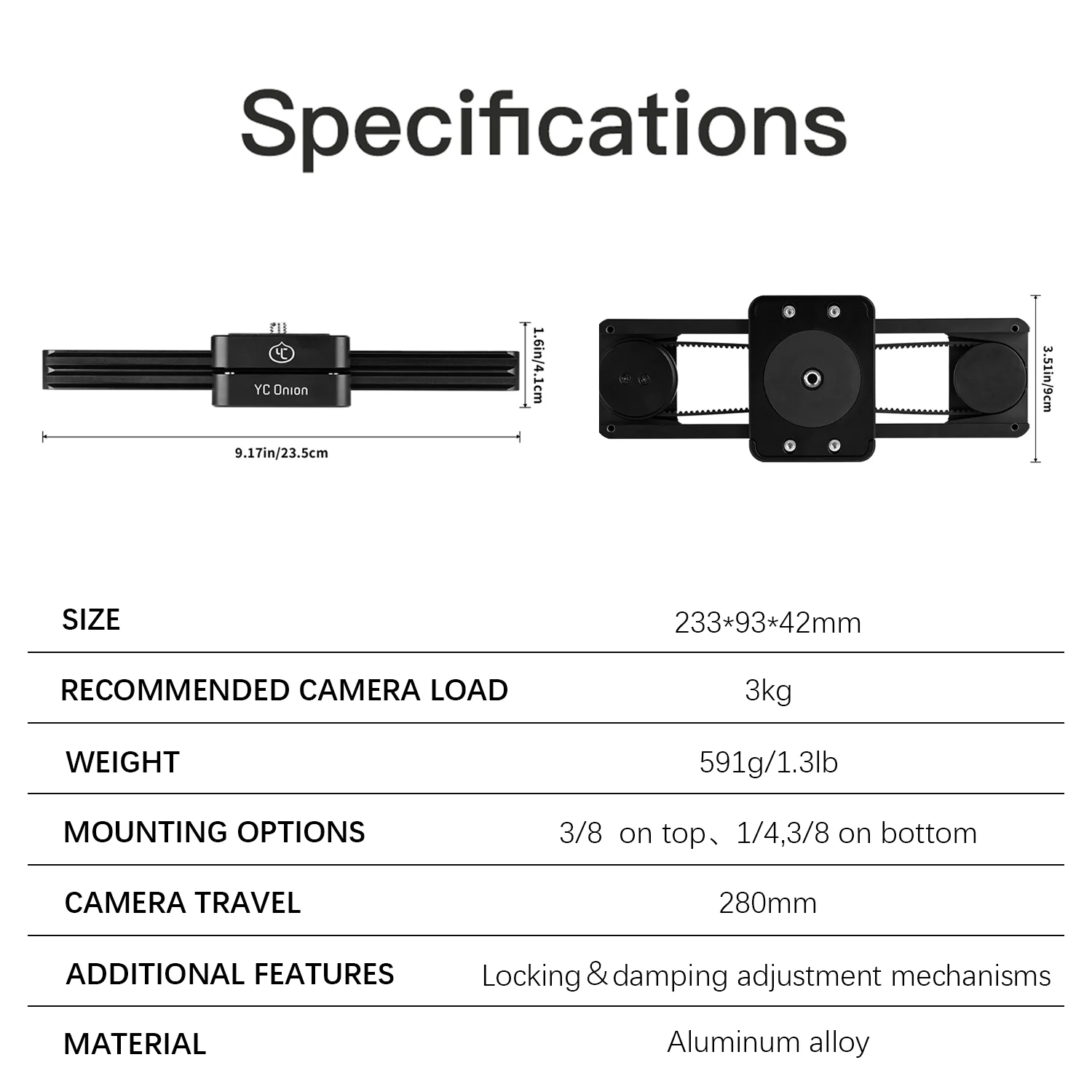 YC البصل الشوكولاته المنزلق للكاميرا DSLR الهاتف دليل صغير المحمولة المتزلجون استقرار للكاميرا 11in/28 سنتيمتر طول السفر