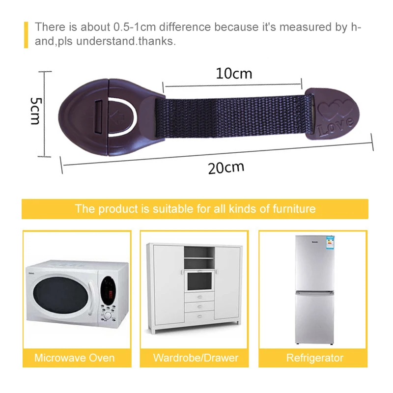 Cerradura de puerta de seguridad para bebé, protección para el hogar, cajón de refrigerador para niños, Protector de seguridad, cuidado del bebé, 5