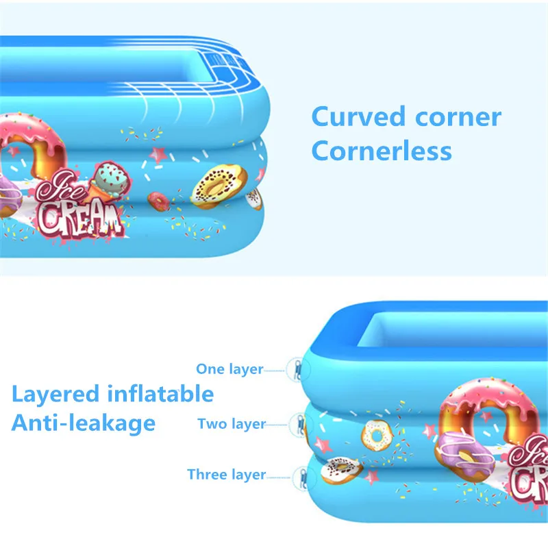 Kids inflatable Pool High Quality Child Home Use Paddling Pool Large Size Inflatable Bubble Bottom Square Swimming Pool For Baby