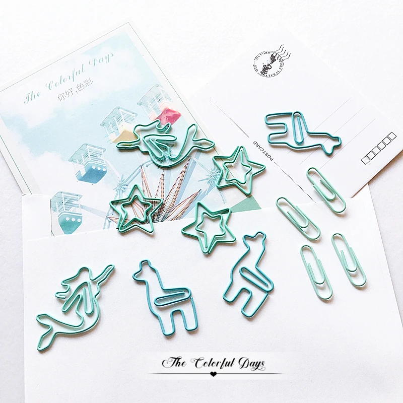 TUTU 20PCS/LOT star Alpaca mermaid Paper light green Color Funny Kawaii Bookmark Office School Stationery Marking Clips H0459