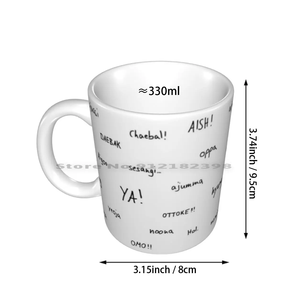 Kdrama Vocabulary Ceramic Mugs Coffee Cups Milk Tea Mug Kdrama Kpop Korean Hallyu Handwriting Minimal Scribble Black White