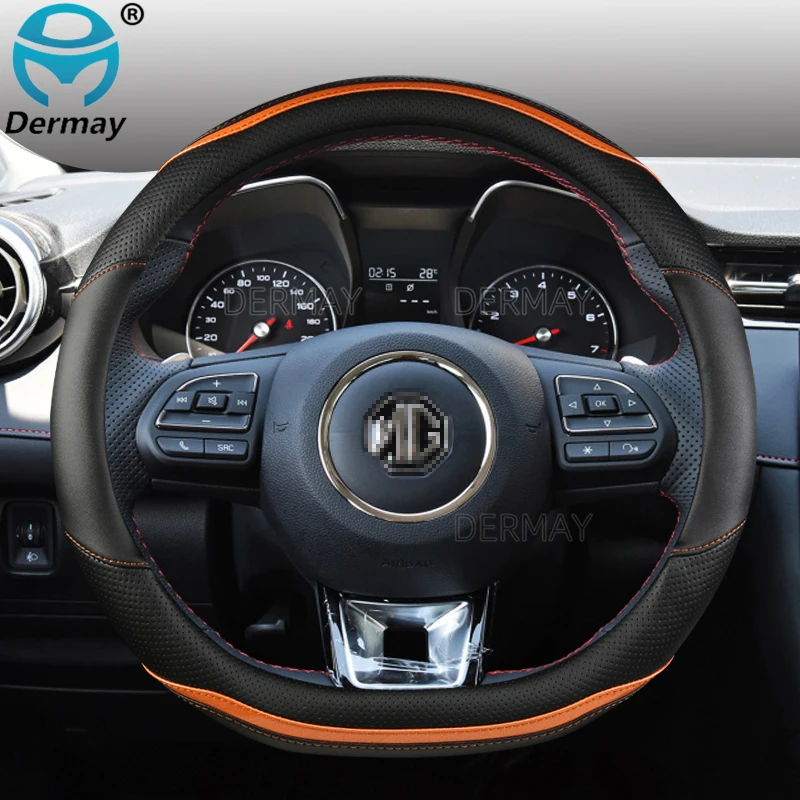 Carbon Fibre Leather Car Steering Wheel Cover 15 inch/38cm for MG 3 5 6 7 ZS HS GS EHS EZS GT EV RX Currency Accessories