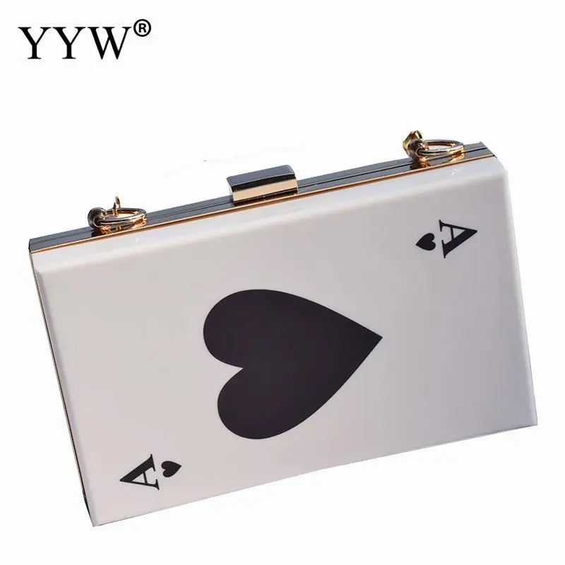 White Acrylic Box Bags For Women 2023 Plastic Luxury Party Handbag Geometric Female Shoulder Bag Heart Pattern Clutch Sac A Main