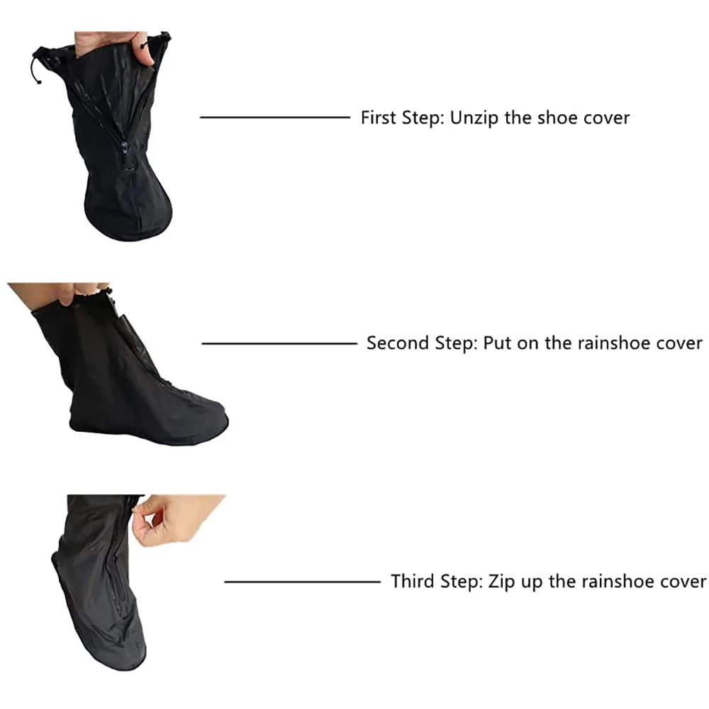 Waterproof Galoshes Shoe Covers Reusable Foldable Not-Slip Raining Shoes Cover with Zipper for Cycling Outdoor Camping Fishing