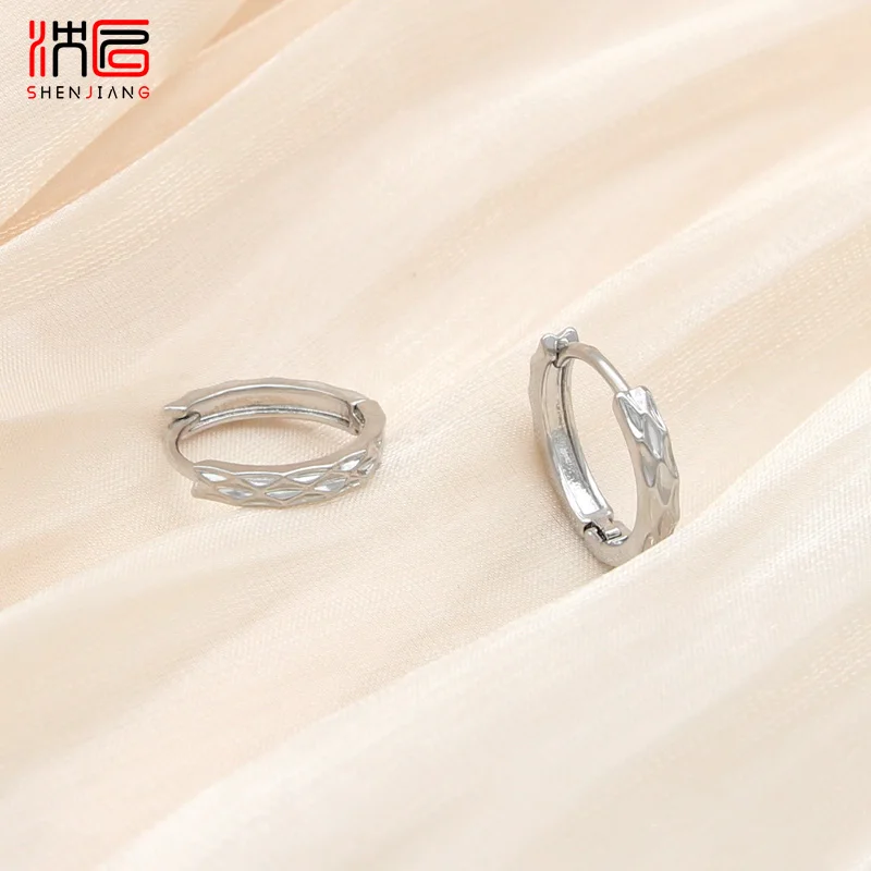 SHENJIANG New Fashion 585 Rose Gold Color Copper Metal Hoop Earrings For Women Girl Wedding Party Elegant Jewelry