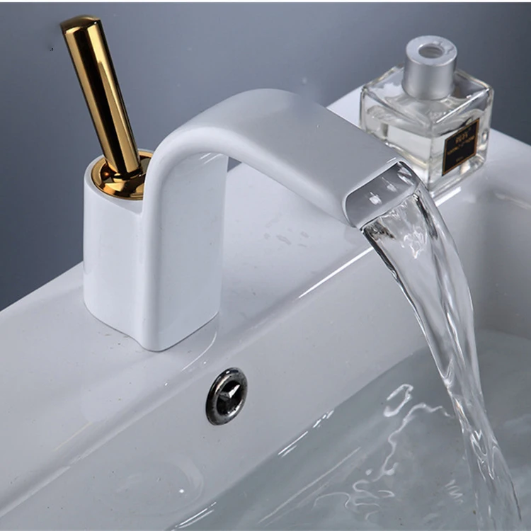 Black Gold  Basin Faucet Deck Mounted Waterfall Bathroom Vessel Sink Mixer Tap Hot and Cold Bathroom Basin Mixer Faucet