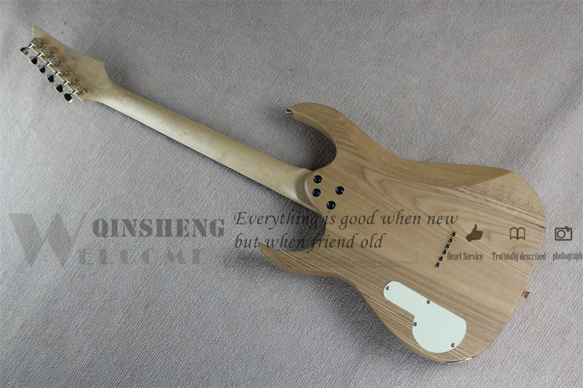 Factory Custom Electric Guitar RG Guitar ASH Wood Body Gold Tremolo Fixed Bridge HSH Pickups Maple Neck