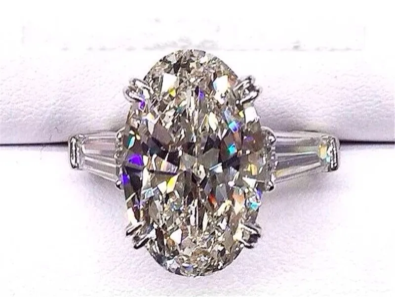 Solitaire 5ct Lab Diamond Ring Real 925 sterling silver Jewelry Engagement Wedding band Rings for Women Bridal Party accessory
