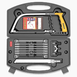 Sierra ingleteadora multiusos de mano, Kit de sierra de acero para Metal, madera y vidrio, 9 cuchillas, modelo metalúrgico para carpintería, herramienta de Hobby