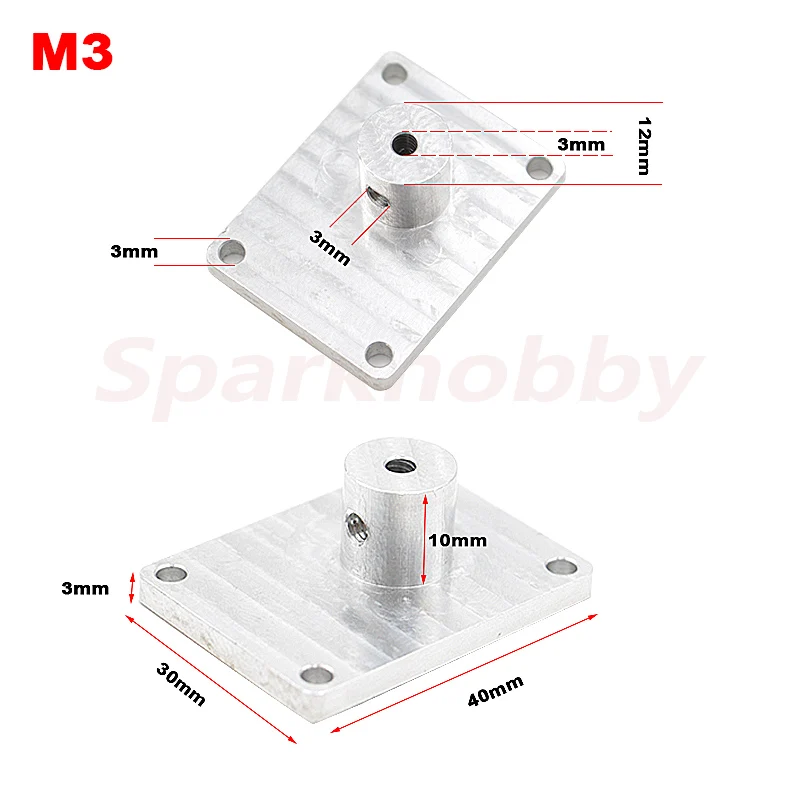 Base fixe en aluminium pour train d'atterrissage RC, 2 pièces, M3, 3mm, M4, 4mm, avion à aile fixe, pour quadrirotor, accessoires de bricolage