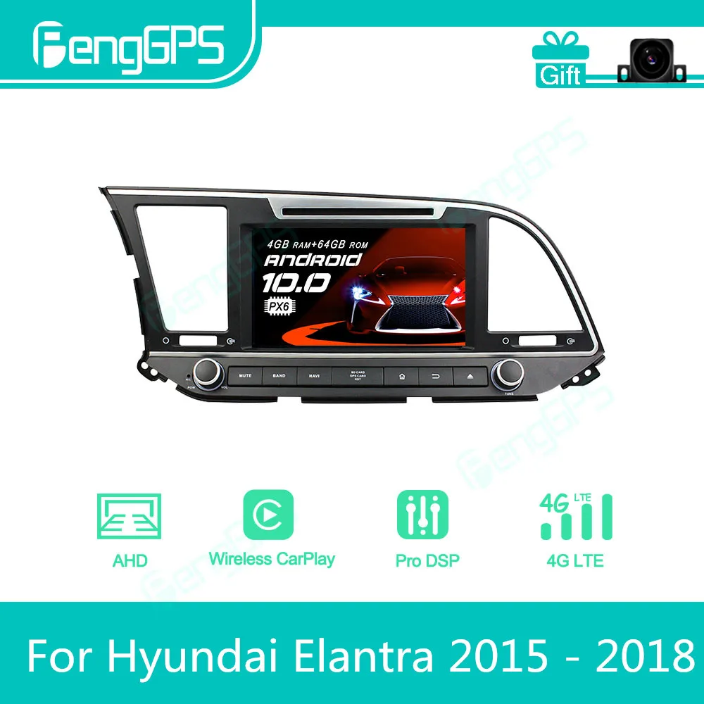 For Hyundai Elantra 2015 - 2018 Android Car Radio Stereo Multimedia DVD Player 2 Din Autoradio GPS Navigation PX6 Unit Screen