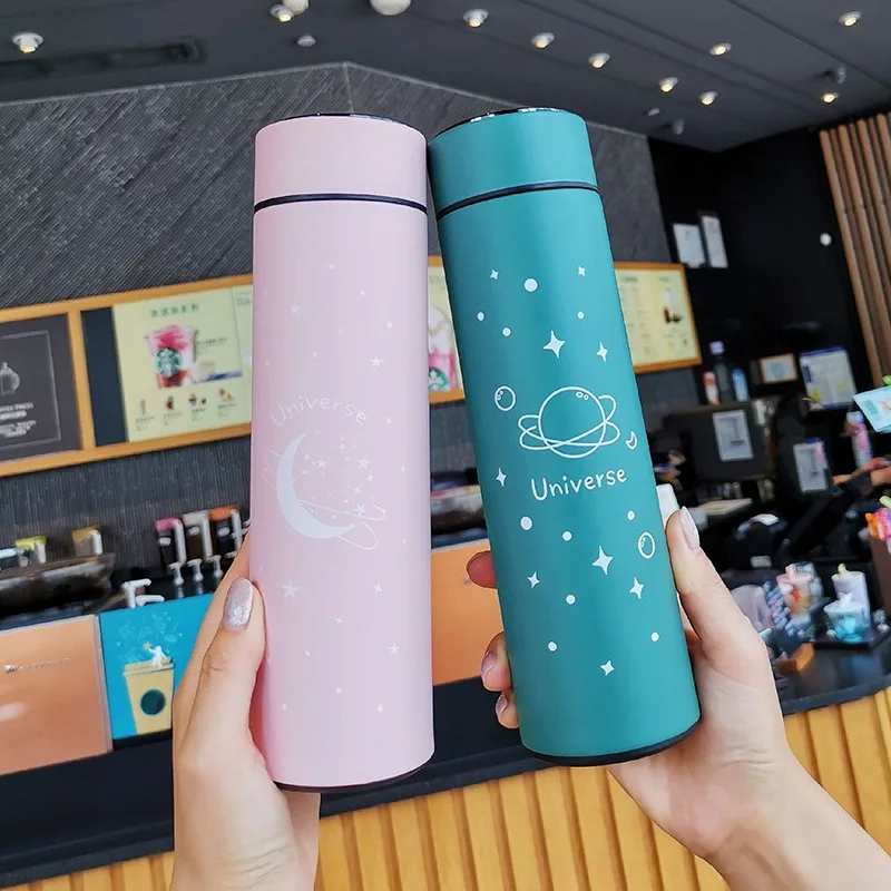 starry  Thermal Bottle Display Temperature Mug Stainless Steel Food Thermos For Tea Water Bottle With Heating Travel lovely Cups