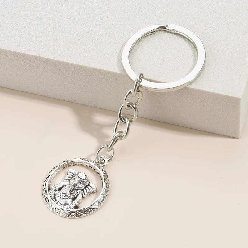 Elephant Ganesha Buddha Keychain Animal Key Ring Metal Key Chains For Women Men Handbag Accessorie Car Hanging Jewelry Handmade