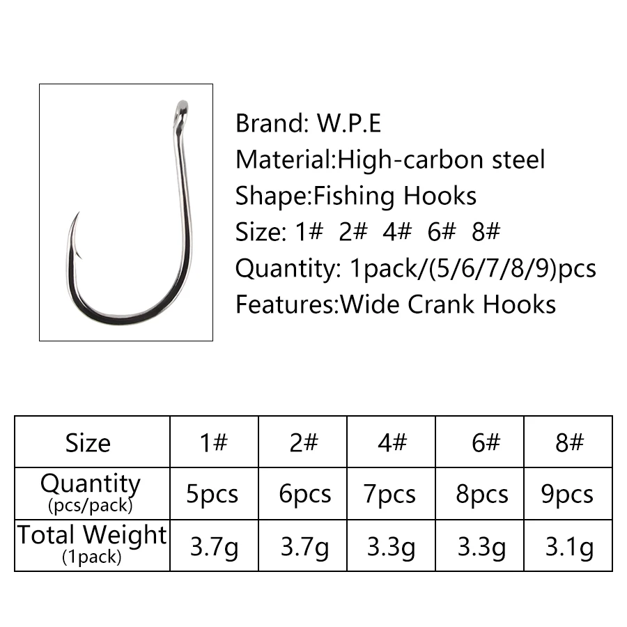 W.P.E Fishing Hook 1#-8# High Carbon Steel Stainless  Barbed Circle Jig Carp Fishing Tackle Fly Fishhook Accessory 3Pack/Lot