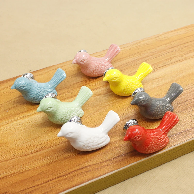 Ceramic 3D Cartoon Bird Cabinet Cupboard Handles Peace Dove Drawer Knobs Novelty Creative Fashion Furniture Hardware Handles