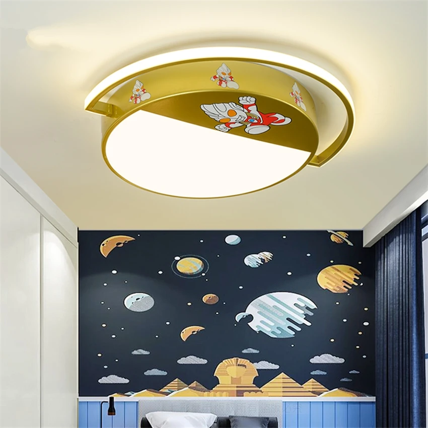 Creative children\'s room cartoon circular ceiling lights modern kitty cat bedroom study room led three color lights lighting