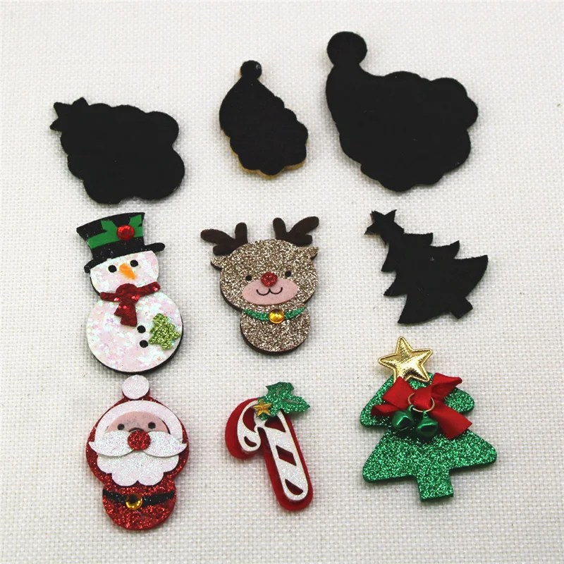 Non-woven Cloth Sequins patches Christmas tree/snowman/Cane/reindeer Appliques for clothes Sewing Supplies DIY craft ornament