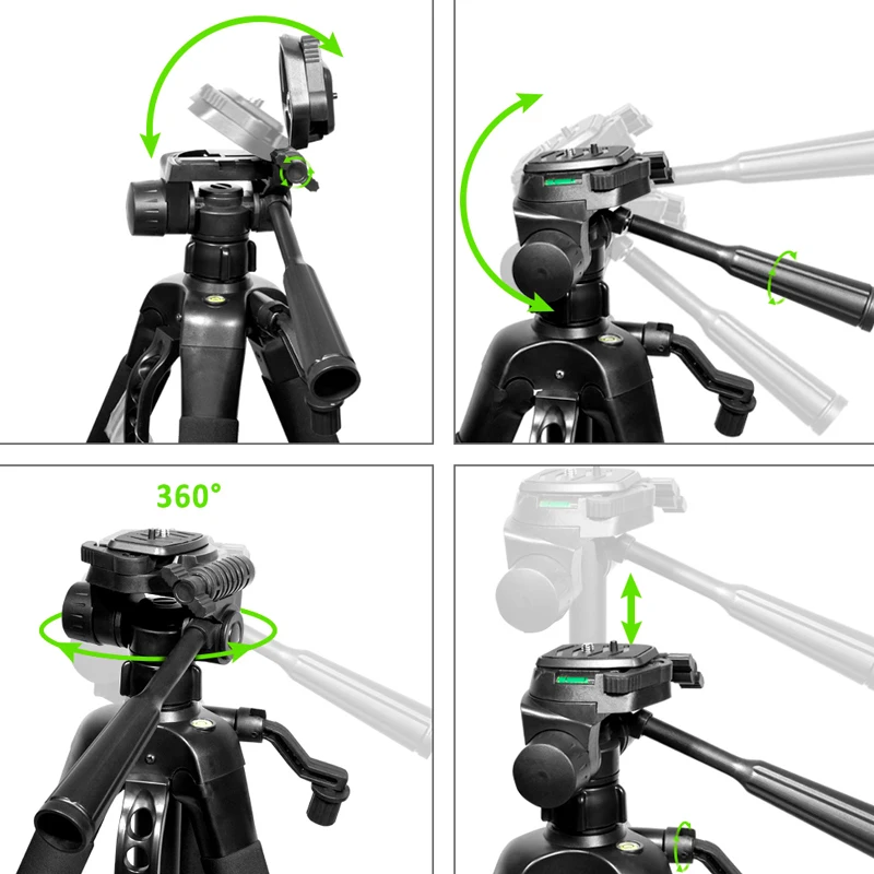 Clubiona nuovo supporto da treppiede per fotocamera portatile in alluminio da viaggio vite da 360 gradi treppiede a testa fluida con Clip di supporto