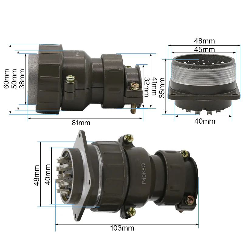 Aviation Plug Socket Round Connector P40 Series 3.9.14.16 Core Diameter 40MM