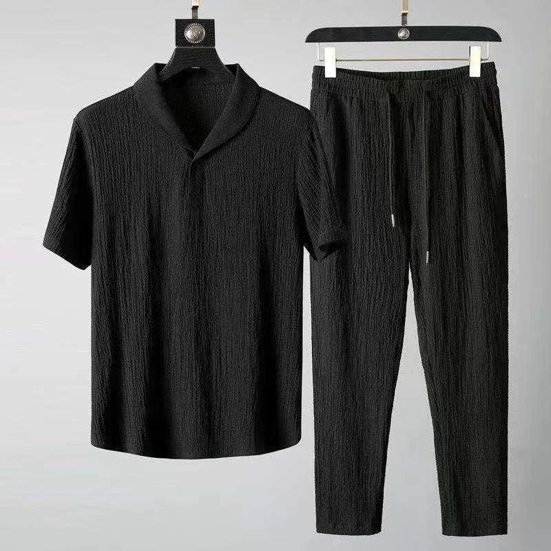 Fato de treino branco luxuoso masculino, calças de manga curta, terno fino de lazer, moda esportiva high-end, streetwear de ginástica, verão