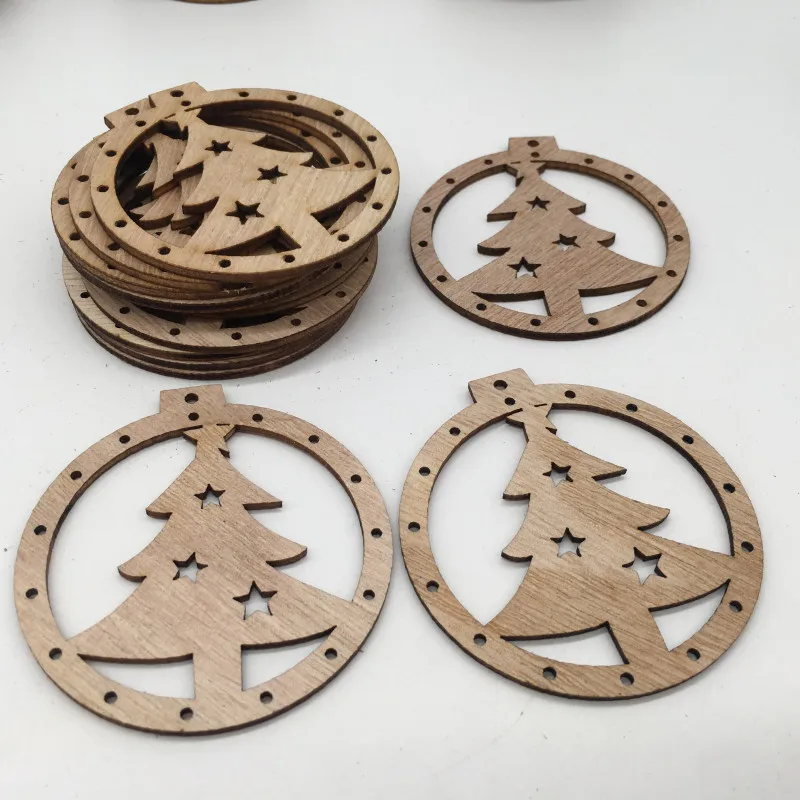 

10pcs Wooden Crafts Christmas tree ornaments Christmas Wooden Christmas Party Decorations Home Decoration