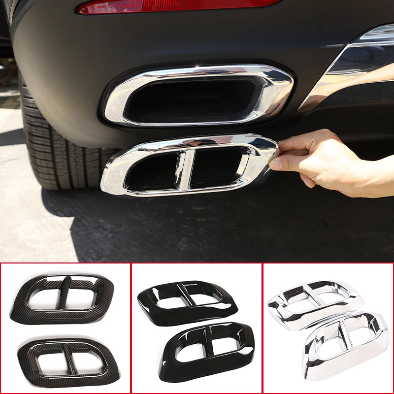 2Pcs ABS Car Exhaust Muffler Tail Throat PipeTrim Cover Frame For Mercedes Benz GLE 350 GLE 450 GLC GLS W167 X253 X167 2020