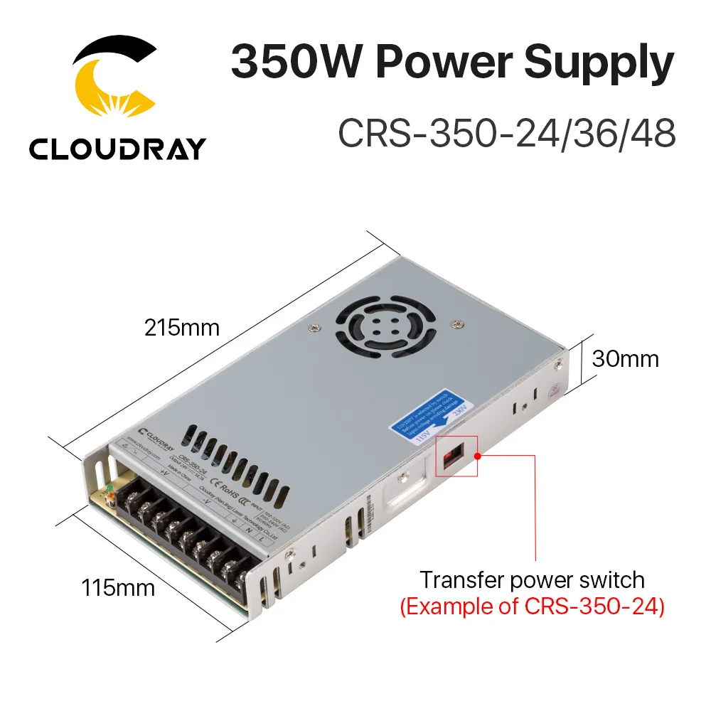 Cloudray CRS-350 Switching Power Supply 24V 36V 350W 7.2A 9.7A 14.6A Switching Power Supply Source Transformer