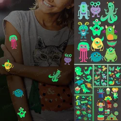 Luminous Glitter Tattoo Stickers Monster Children Temporary Waterproof Funny Tatto Body Art Cute Kid Cartoon Fake Tatoo