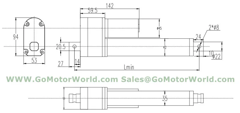 Customized 100mm stroke 170mm/s speed linear actuator with potentiometer position feedback 12V 24V 3500N 770LBS load LAT5P