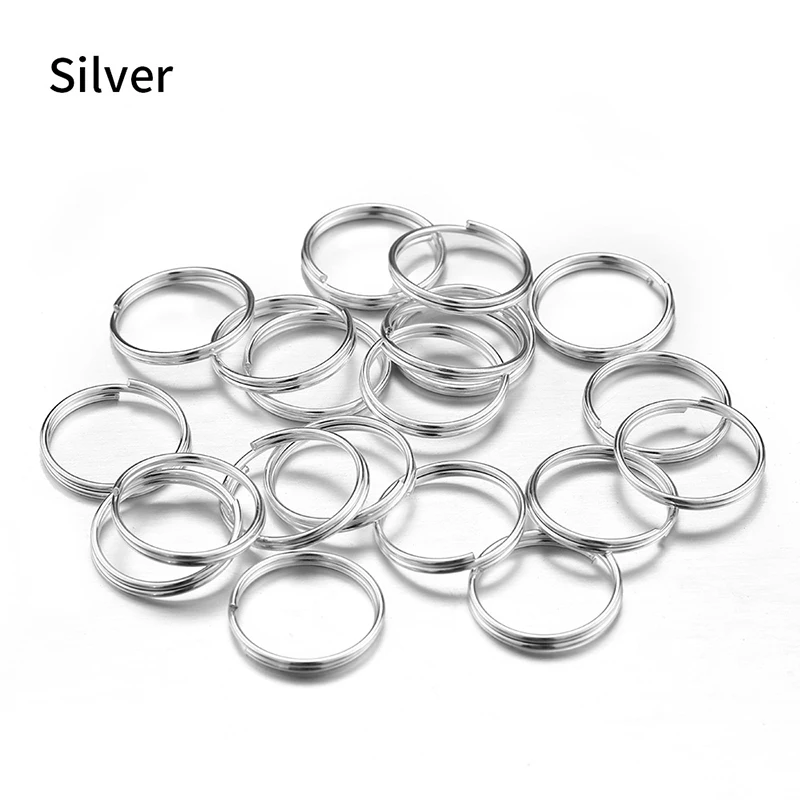 Double Loops Split Rings Conectores para Fazer Jóias, Open Jump Ring, Acessórios DIY, 5mm, 6mm, 7mm, 8mm, 10mm, 12mm, 14mm, 100-200pcs por saco