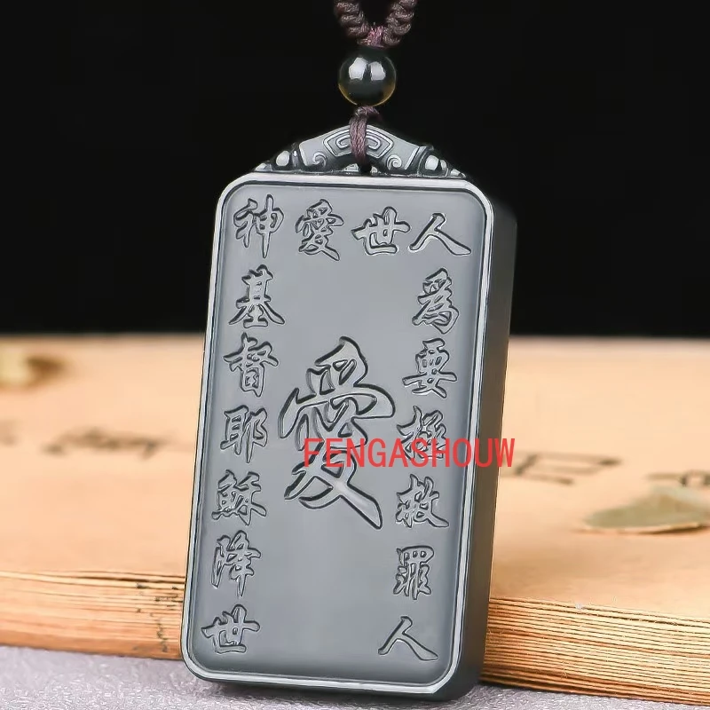 Hot Selling Natural Jade Cyan Cross Jesus Pendant Charm Jewellery Hand-Carved Necklace for Women Men Fashion Accessies