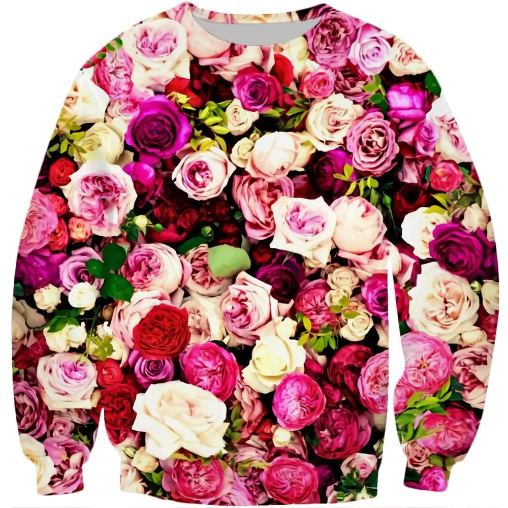 Beautiful rose / peony flower 3D All Over Printed Sweatshirt Men/Women Harajuku floral Long sleeve sweatshirt Casual Pullover