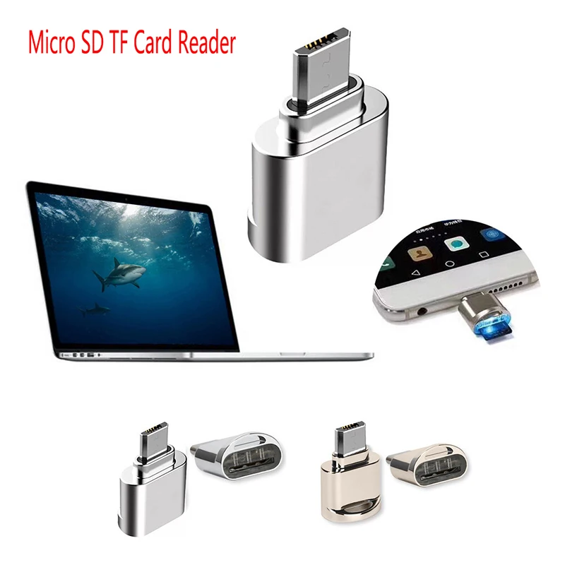 High Quality Micro usb 2.0 otg phone mini memory card reader adapter Aluminum cardreader for micro SD/TF microsd laptop