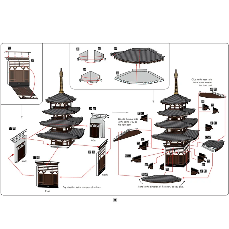 Maquette de maison en papier 3D pagode Horyuji Temple, japon, jouet artisanal pour adolescent et adolescent, bricolage artistique, Origami, QD-179