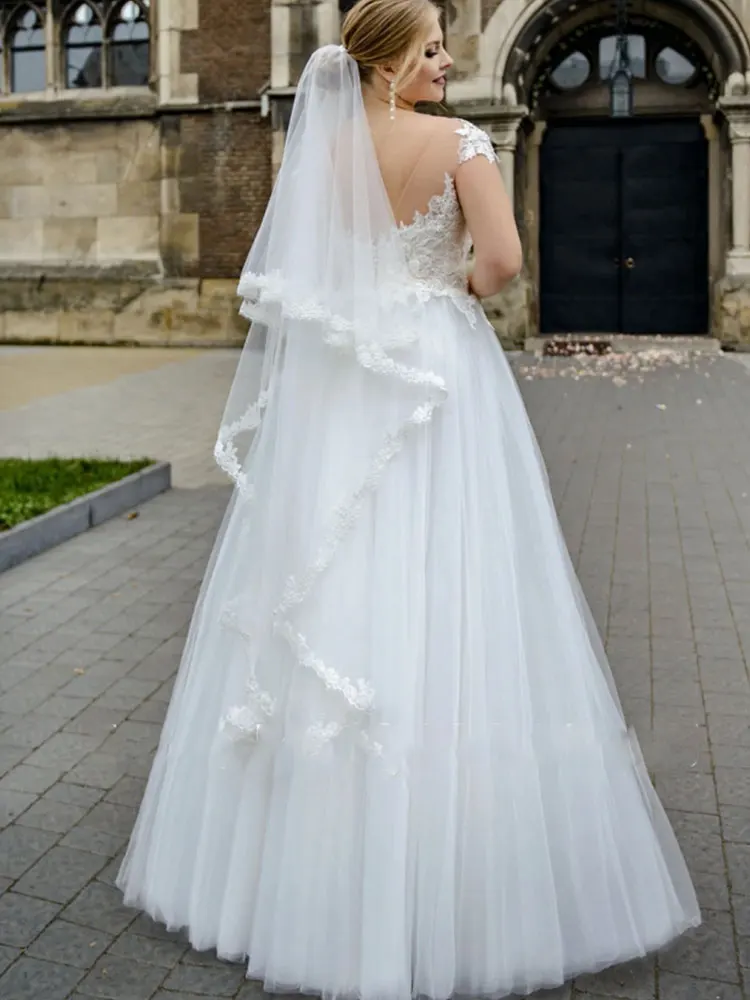 Abito da sposa Boho semplice a maniche corte per donna Beach 2022 Robe de Mariee Abito da sposa taglie forti Tulle bianco/avorio senza strascico