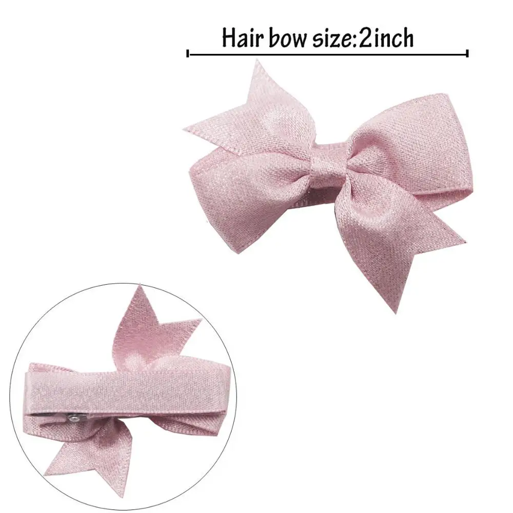 40PCS Mini Baby Clips for Fine Hair 2Inch Glitter Grosgrain Ribbon Hair Bow Alligator Hair Clips Fully Lined for Infants Toddler