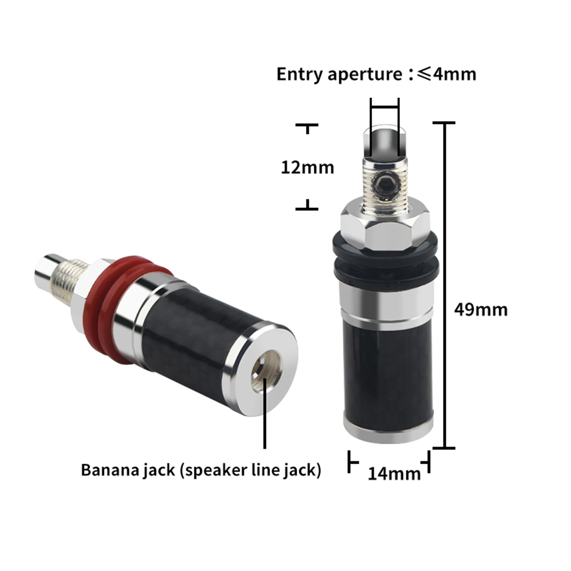 Hi End Rhodium Plated Messing Speaker Binding Post Lange Terminal Connector Koolstofvezel Afscherming Hifi Audio Plug Diy Schroef Lock