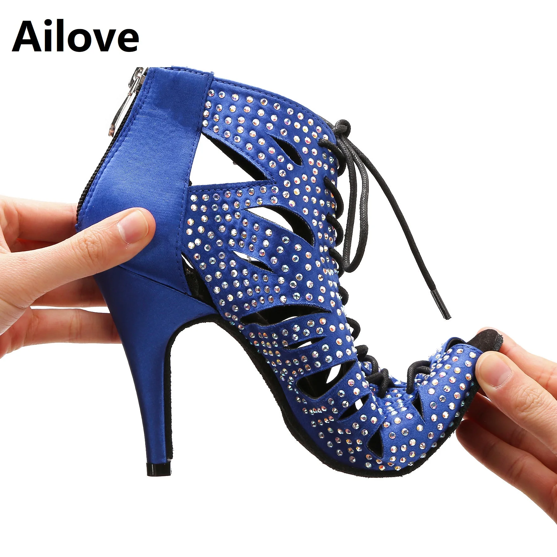 Women Social Ballroom Dance Ankle-High Boots Crystals Latin Salsa Tango Professional Indoor Sport Dancing Shoes S071