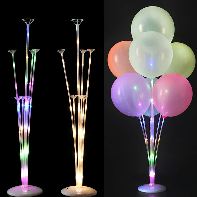 1Set 7 Buizen Ballonstandaard Led Lampjes Ballonhouder Baby Shower Kids Verjaardagsfeest Bruiloft Kerstversiering Benodigdheden