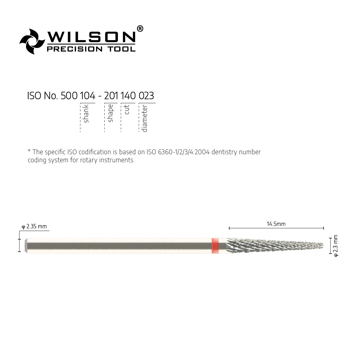 WilsonDental Burs 5000211-ISO 201 140  023 Tungsten Carbide Dental Burs for trimming Metal/Acrylic