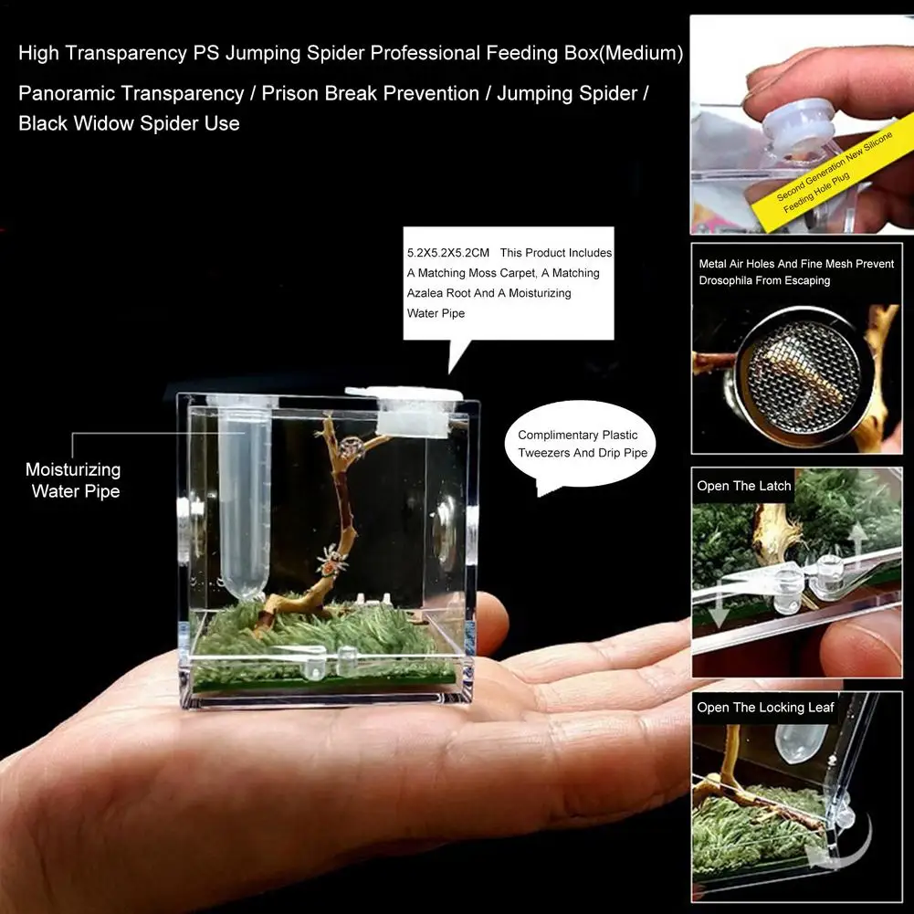 1pcs Reptile Breeding Box Acrylic Reptile Habitat Cage Insect Feeding Case Climbing Pet Terrarium Tank Clear Mini Crawling Pet