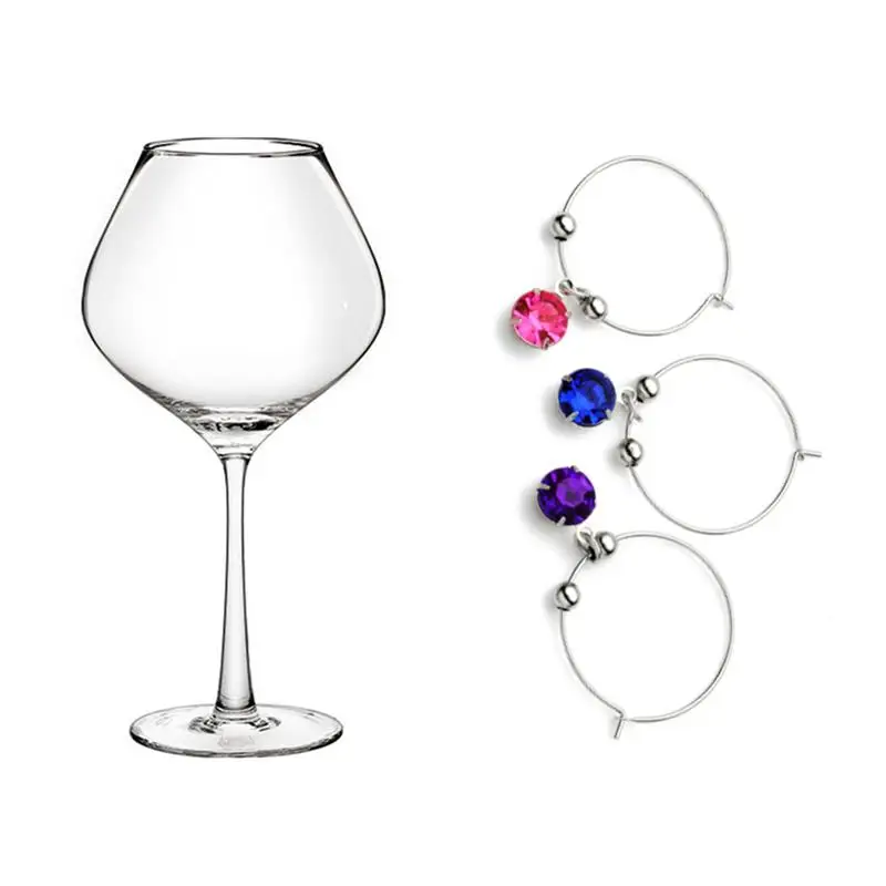 8pcs Wine Glass Hanging Ring Charm Marker Tag Charm Ring Marker Drink Glass Ring Tag Identifier Cup Sign For Party Decor Supply