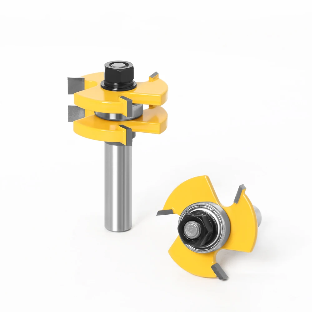 2pcs 8mm 12mm 1/2in shank Joint Assemble Router Bits Tongue & Groove T-Slot Milling Cutter for Wood Woodwork Cutting Tools