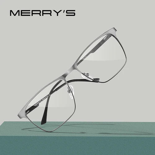 Imagen 1 del producto MERRYS DESIGN, monturas de gafas ópticas de aleación de titanio de lujo para hombre, gafas graduadas cuadradas ultraligeras para miopía S2118